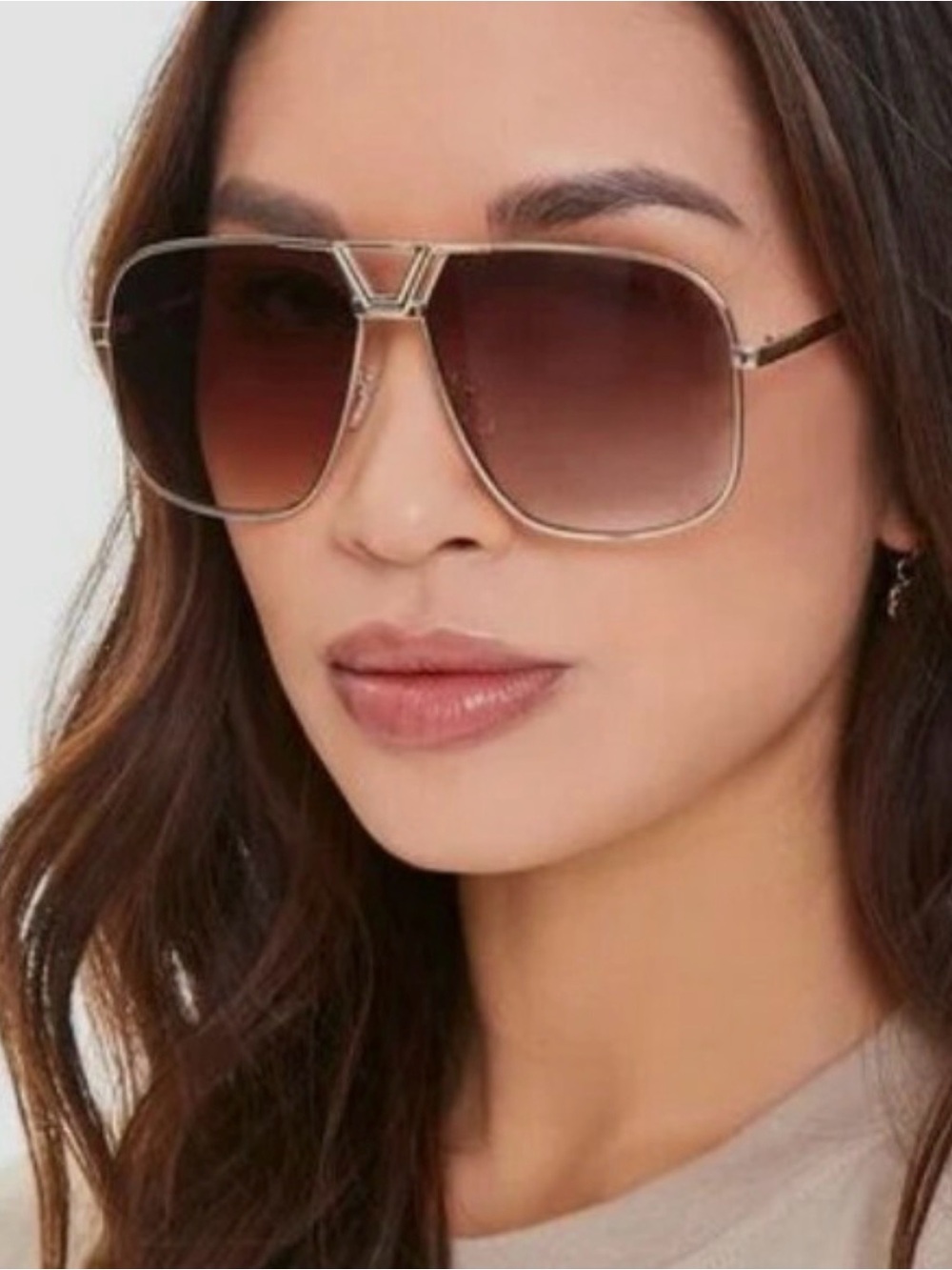 Guess Silver Aviator Sunglasses with Gray Lenses
